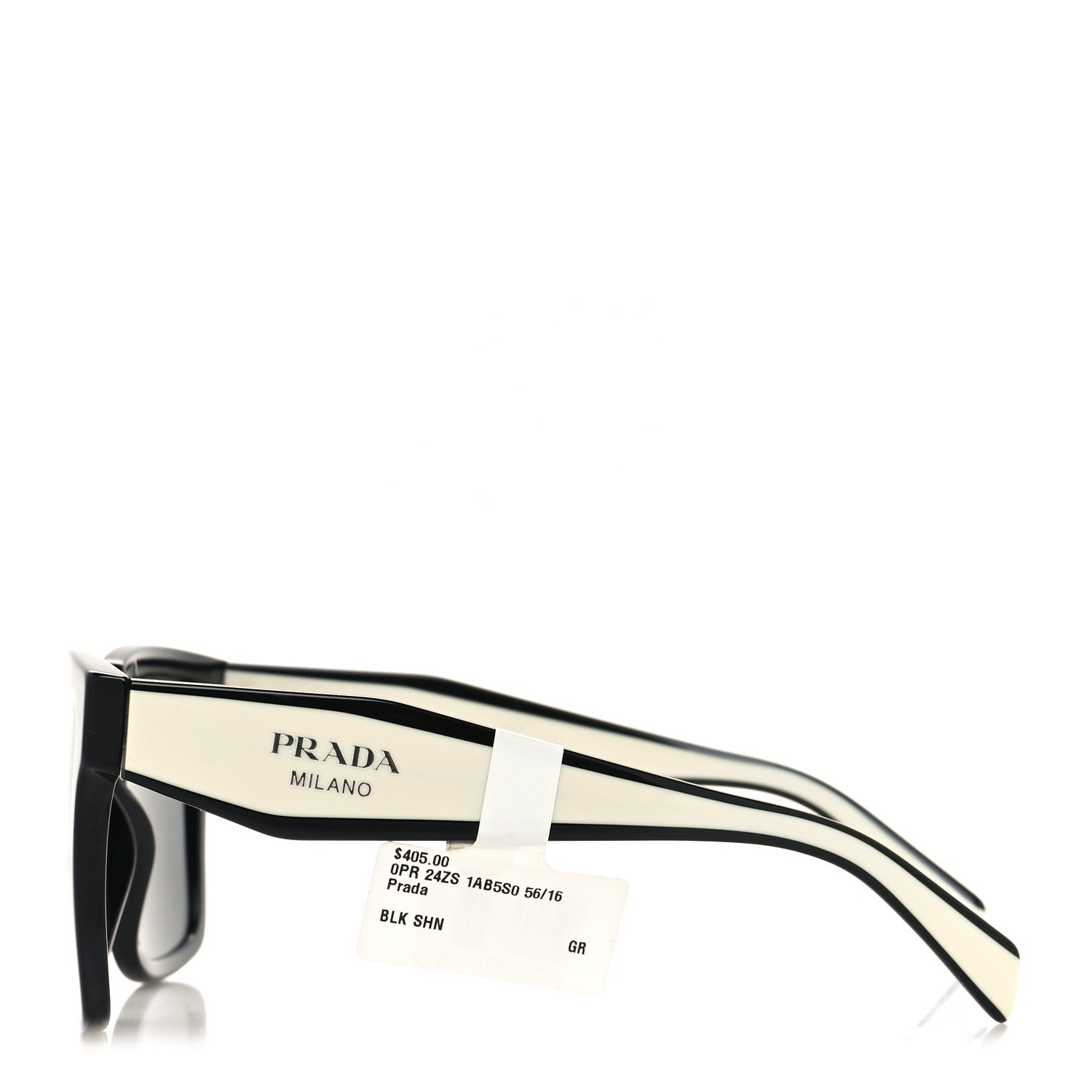 Prada Acetate Square Sunglasses SPR 24Z Black White 3 of 6