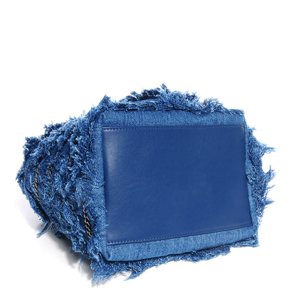 Chanel Calfskin Fringe Chains CC Denim Drawstring Bucket Bag Blue 4 of 8