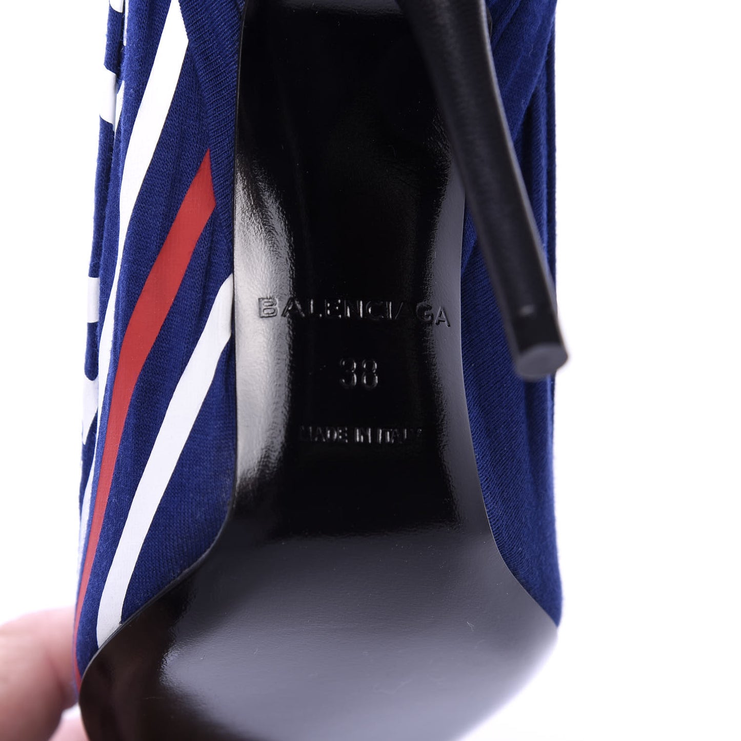 Jersey Crepe Political Campaign Logo Knife 115 Pointed Pumps 38 Pacifique White Rouge