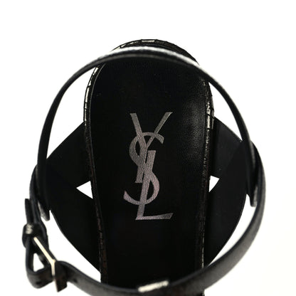 Saint Laurent Metallic Supercrack Calfskin Tribute 105 Platform Sandals 39 Gunmetal 5 of 10