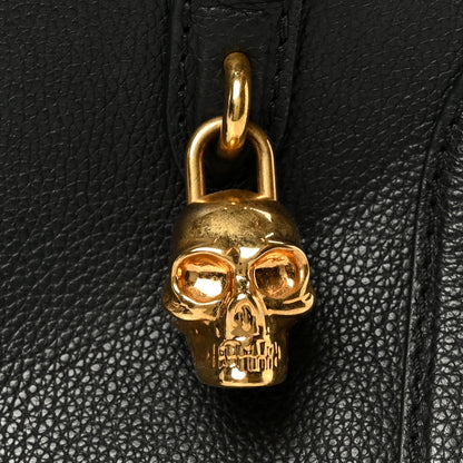 Alexander McQueen Pebbled Calfskin Mini Skull Padlock Zip Around Tote Black 9 of 11