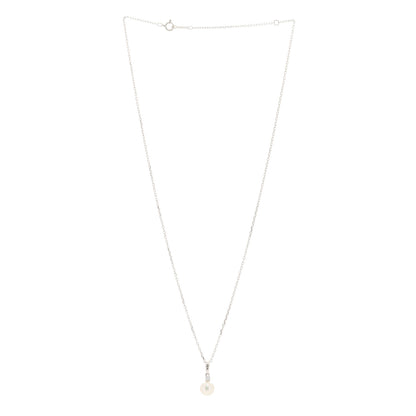 Mikimoto 18K White Gold Diamond Akoya Pearl 7mm Morning Dew Pendant Necklace 2 of 5