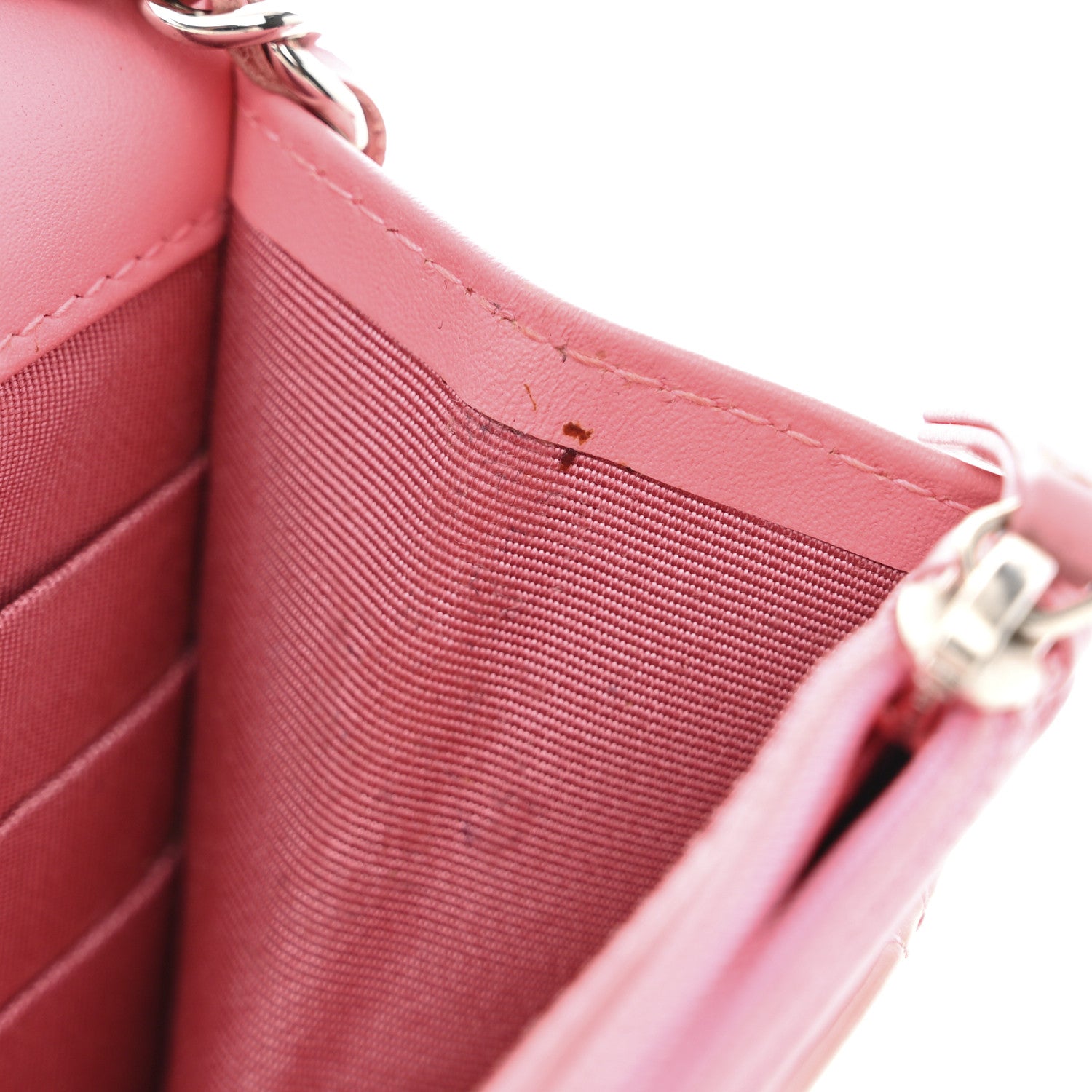 Chanel Patent Quilted Wallet On Chain WOC Coral 9 of 18