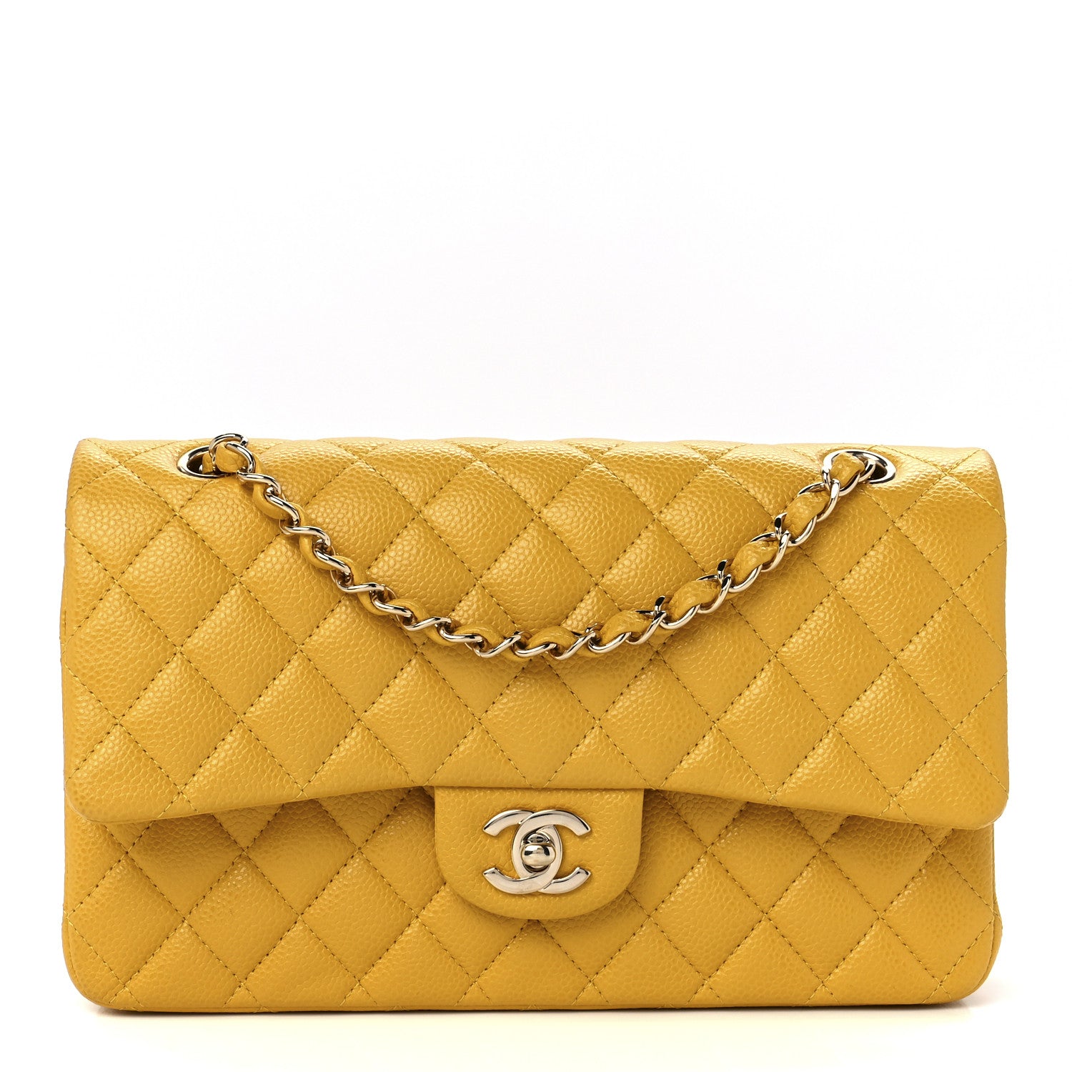 Chanel Caviar Quilted Medium Double Flap Yellow 1 of 12