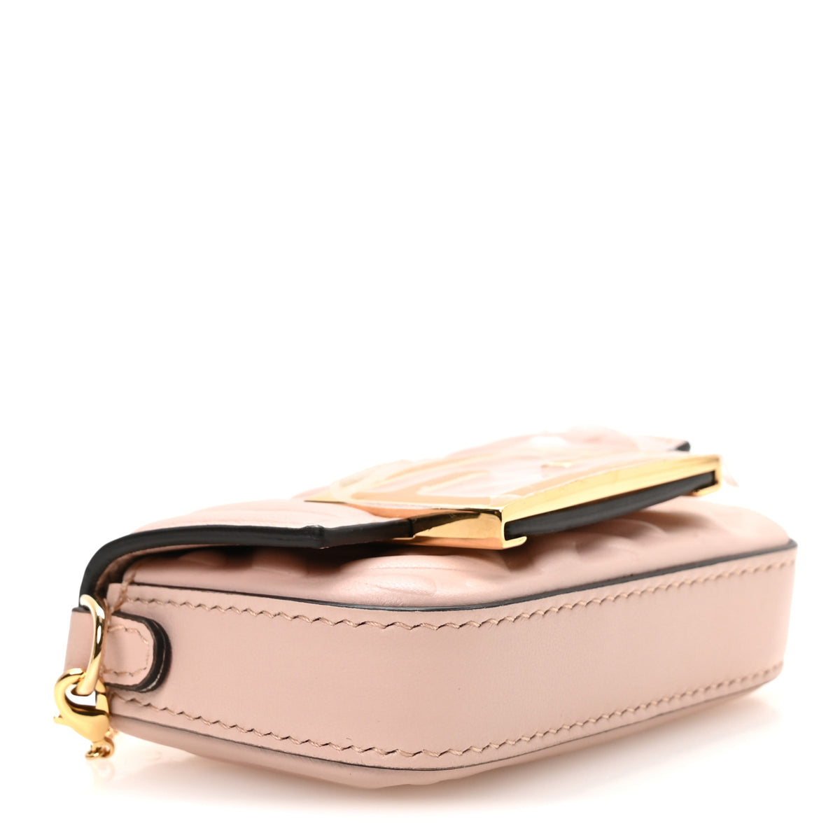 Fendi Nappa Matisse FF Embossed Nano Maxi Buckle Baguette Charm Rosa Quarzo 4 of 10