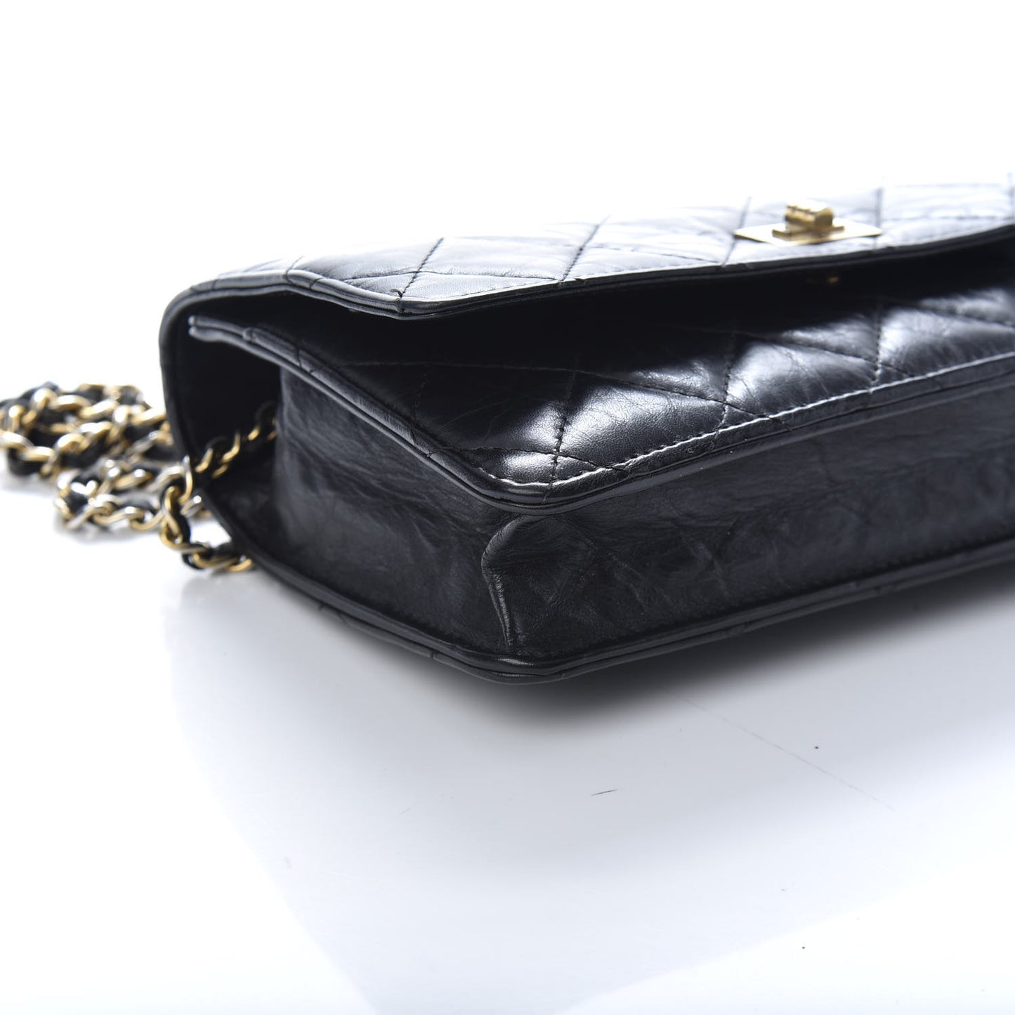 Aged Calfskin Quilted Reissue Wallet On Chain WOC Black