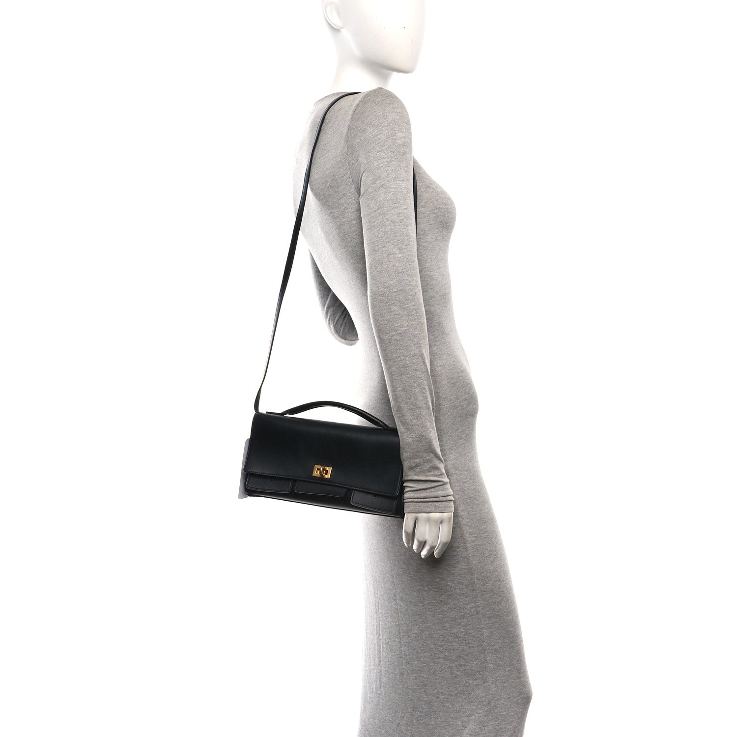Balenciaga Smooth Calfskin Small Bel Air Clutch On Strap Black Black 2 of 9