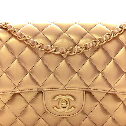 Chanel Metallic Lambskin Quilted Medium Double Flap Golden 8 of 10