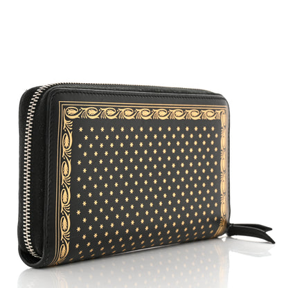 Gucci X SEGA Calfskin GUCCY Stars Zip Around Wallet Black Gold 3 of 10