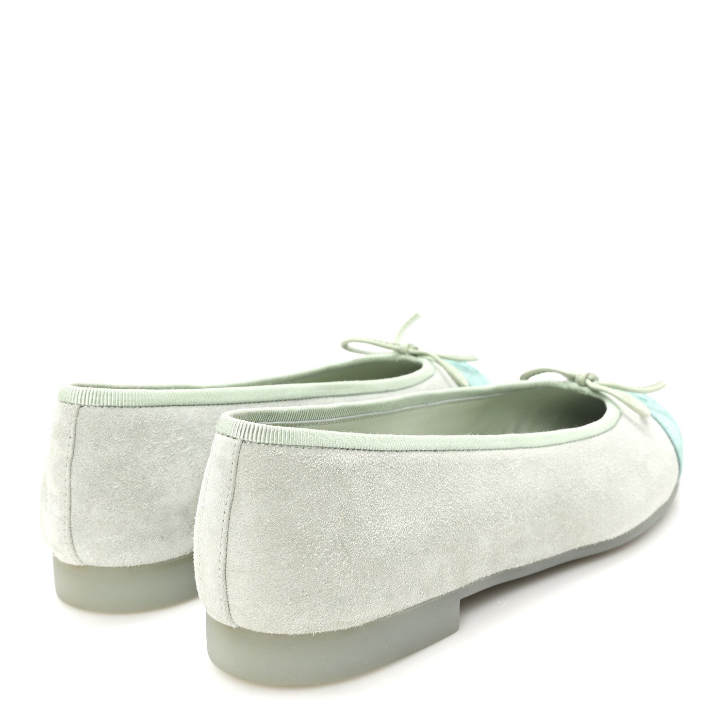 Chanel Suede Cap Toe CC Ballerina Flats 36 Light Green 5 of 10