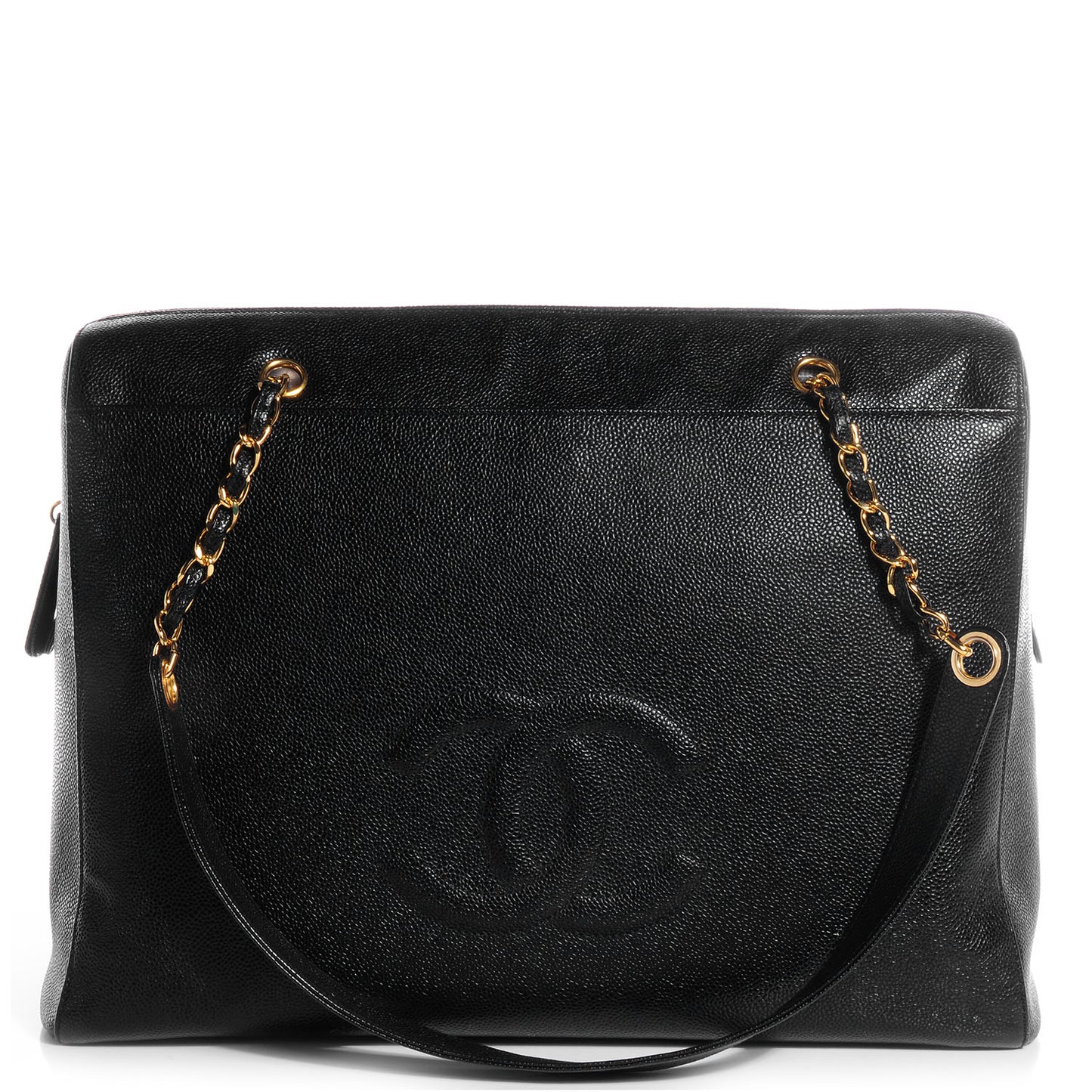 Caviar Large CC Shoulder Bag Black
