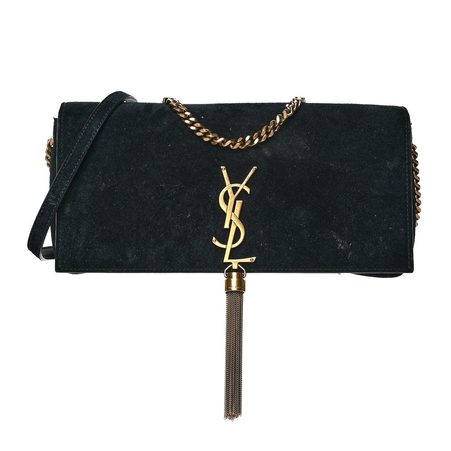 Saint Laurent Suede Monogram Tassel Kate 99 Baguette Bag Black 1 of 12