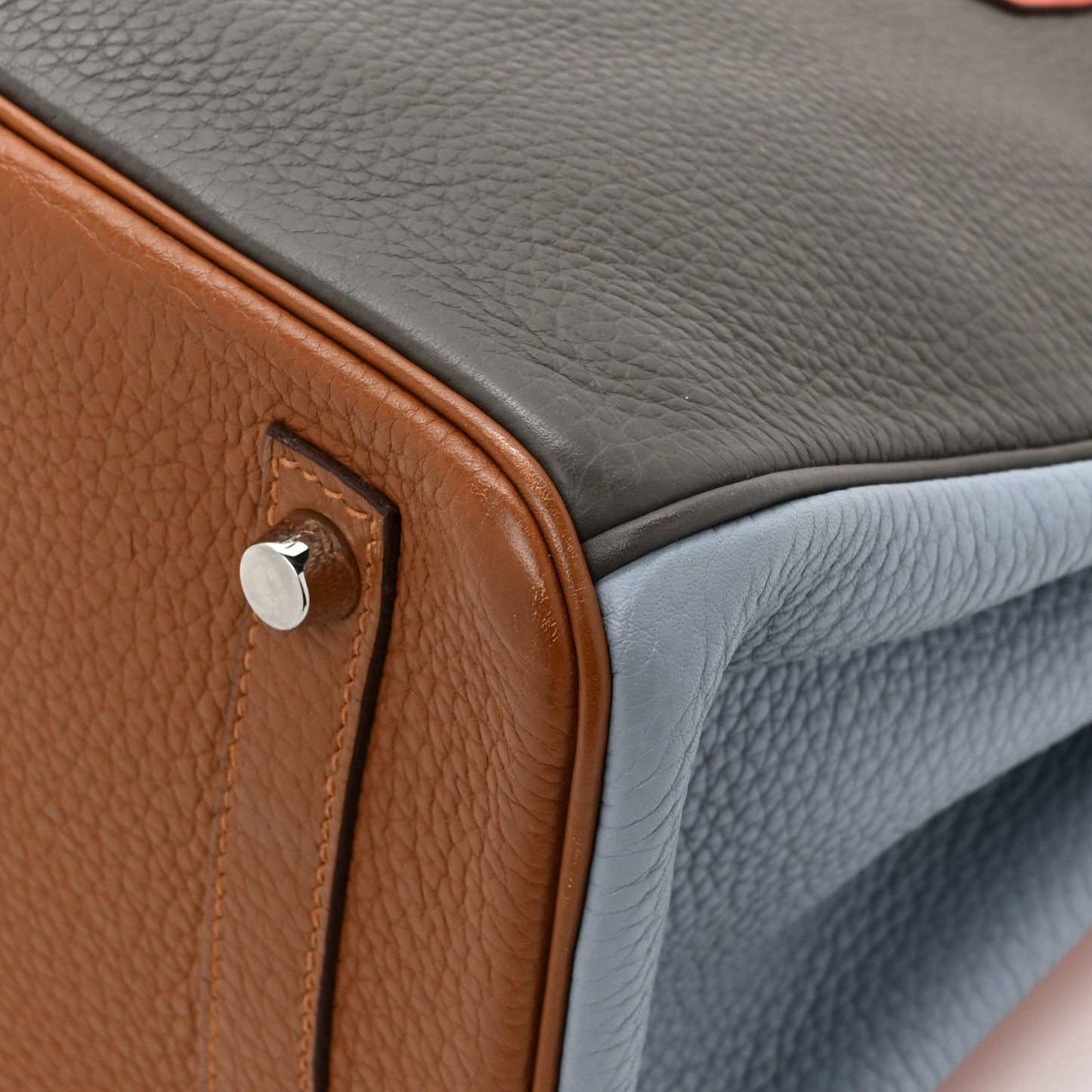 Taurillon Clemence Arlequin Birkin 30 Orange Sanguine Gold Bleu Lin Bleu Hydra Etain