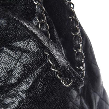 Chanel Distressed Glazed Caviar Quilted Large Elastic Tote Black 12 of 18