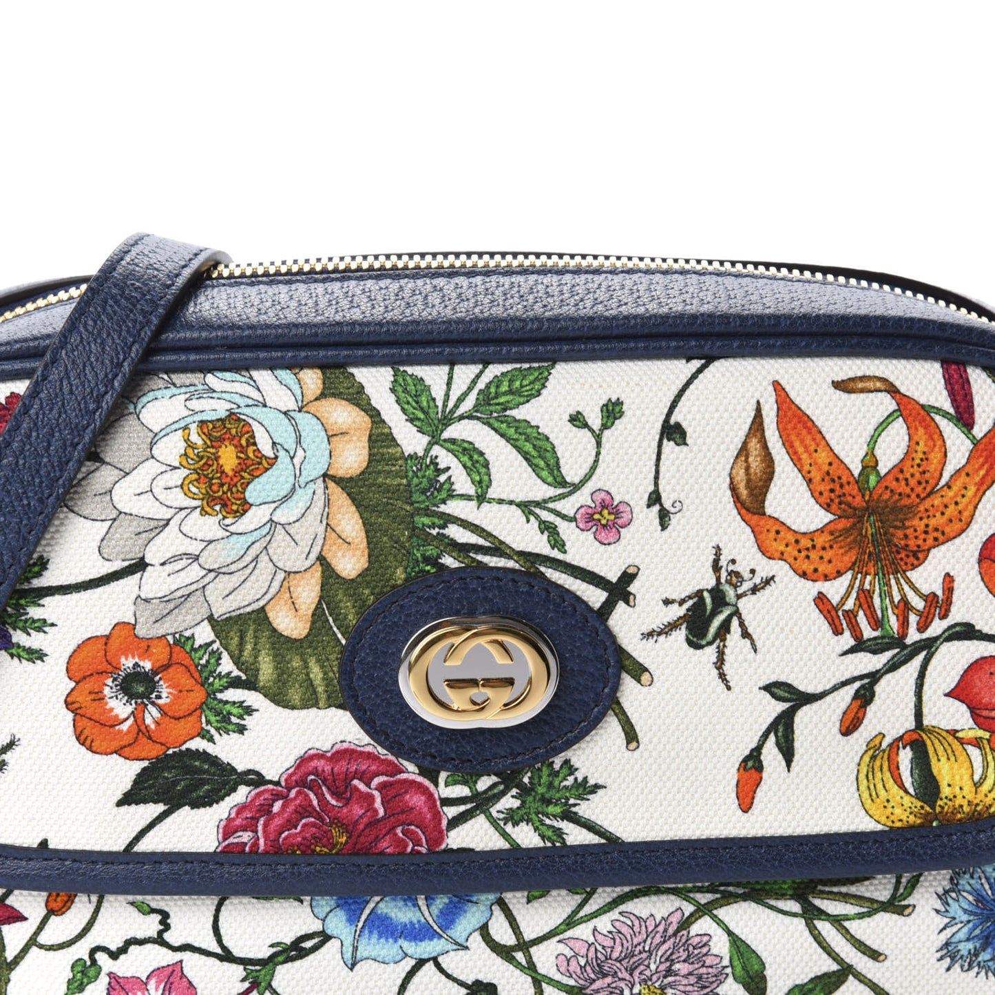 Canvas Flora Floral Shoulder Bag White Blue Agata Mulitcolor