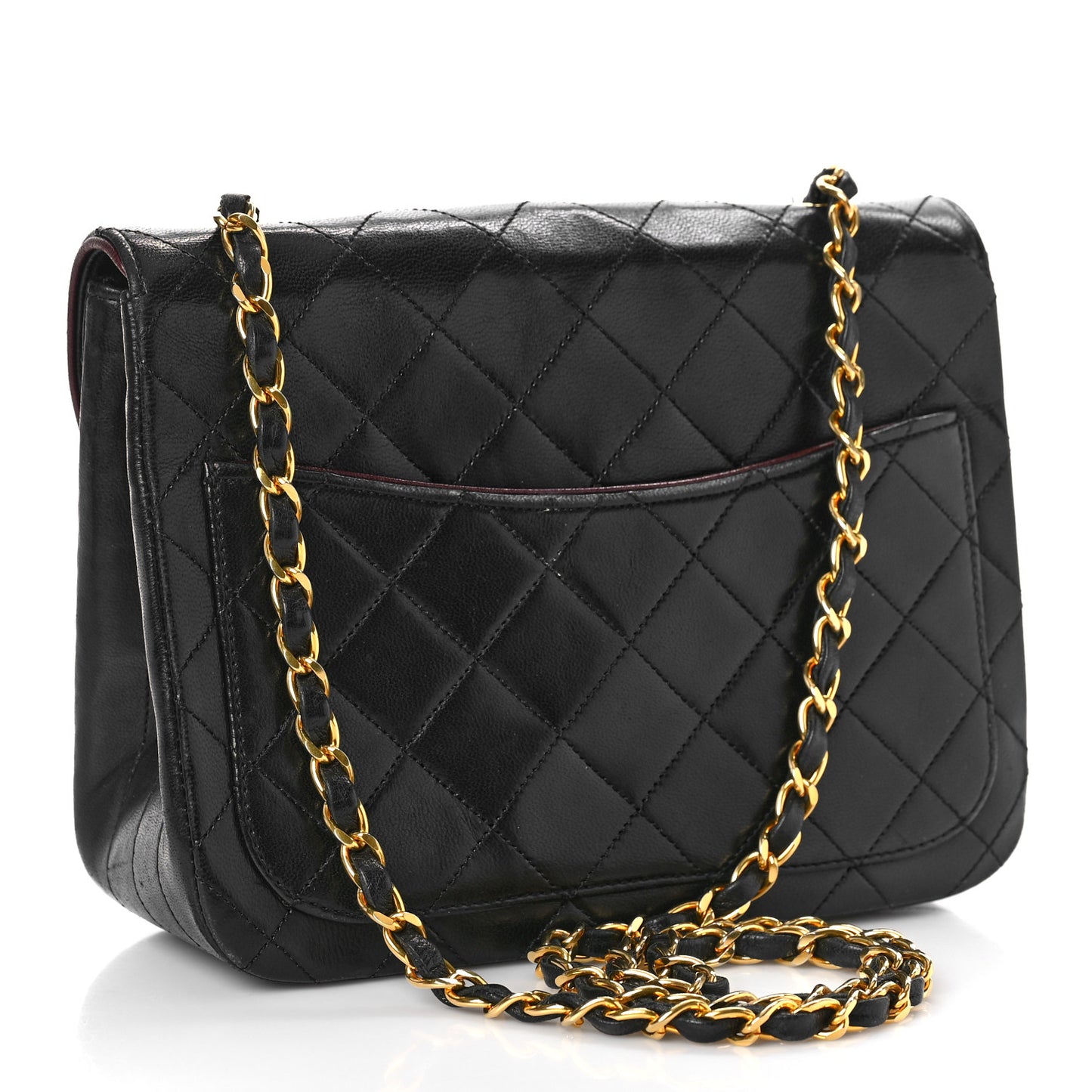 Lambskin Quilted Small Single Flap Black