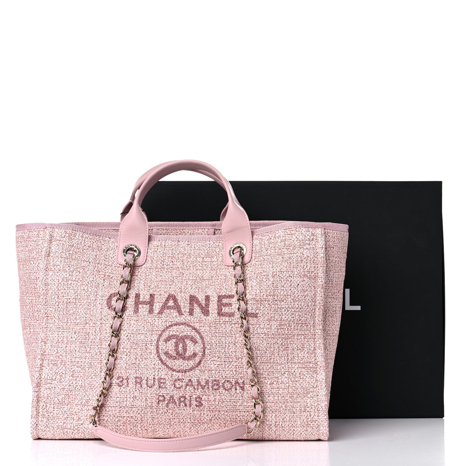 Chanel Lurex Boucle Deauville Medium Tote Pink 10 of 10