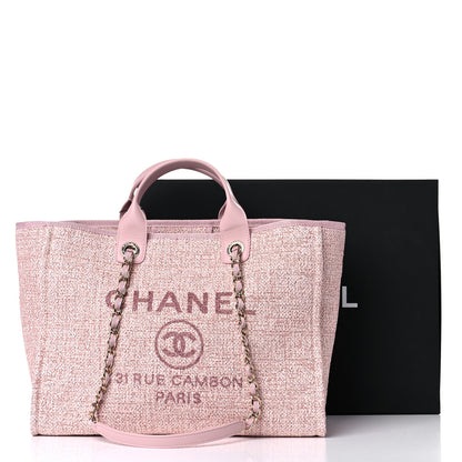 Chanel Lurex Boucle Deauville Medium Tote Pink 10 of 10