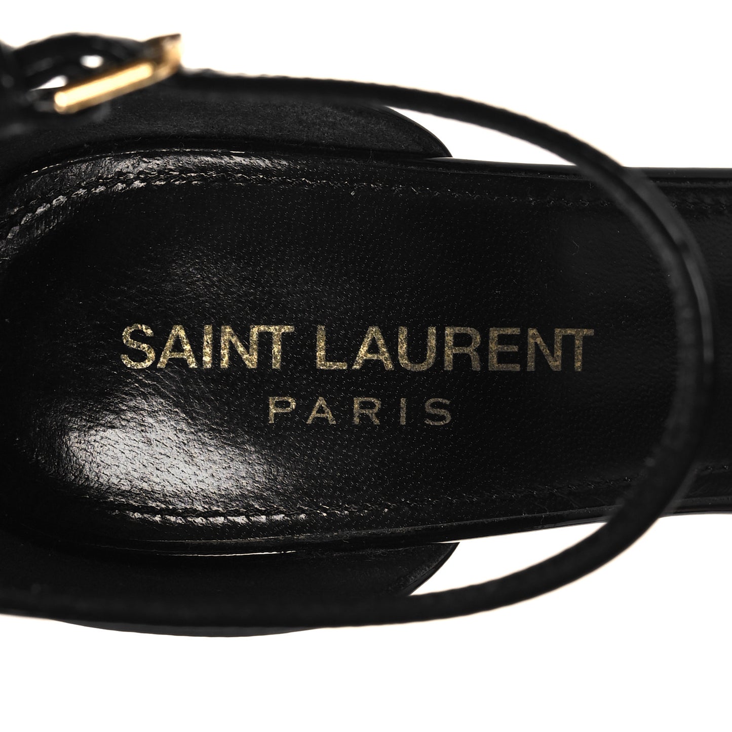 Patent Calfskin Amber 105 Ankle Strap Sandals 36.5 Black