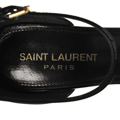 Saint Laurent Patent Calfskin Amber 105 Ankle Strap Sandals 36.5 Black 8 of 9
