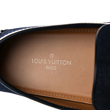 Louis Vuitton Denim Mens Hockenheim Moccasin Loafers 8.5 Marine 7 of 21