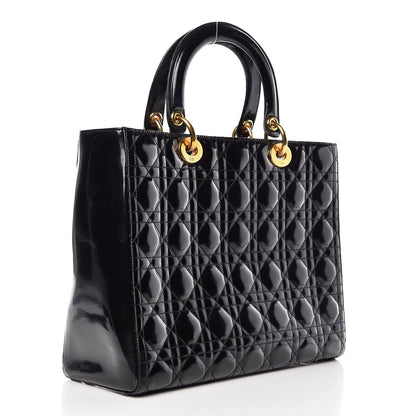 Christian Dior Glazed Calfskin Cannage Large Lady Dior Black 3 of 13