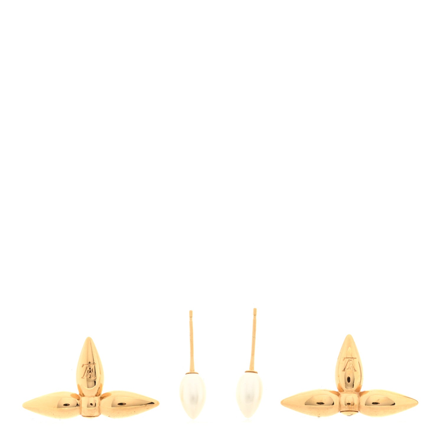 Louis Vuitton Pearl Louisette By Night Earrings Gold 3 of 4
