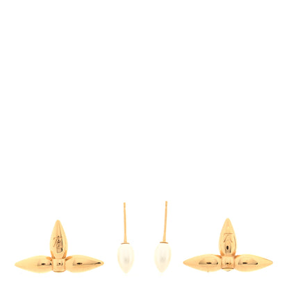Louis Vuitton Pearl Louisette By Night Earrings Gold 3 of 4