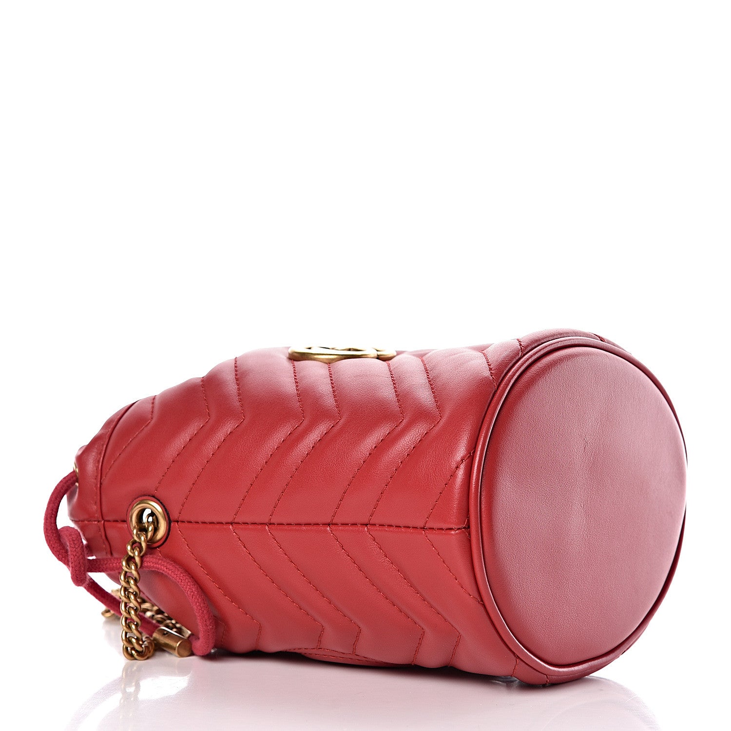 Gucci Calfskin Matelasse Mini GG Marmont 2.0 Bucket Bag Hibiscus Red 4 of 10