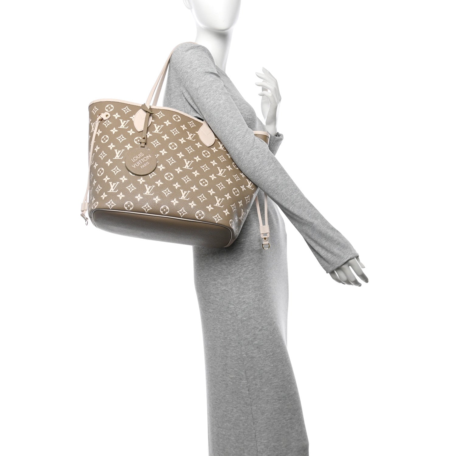 Louis Vuitton Empreinte Monogram Spring In The City Neverfull MM Kaki Beige Cream 2 of 10