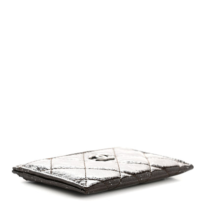Chanel Distressed Patent Quilted Card Holder Dark Brown 4 of 9