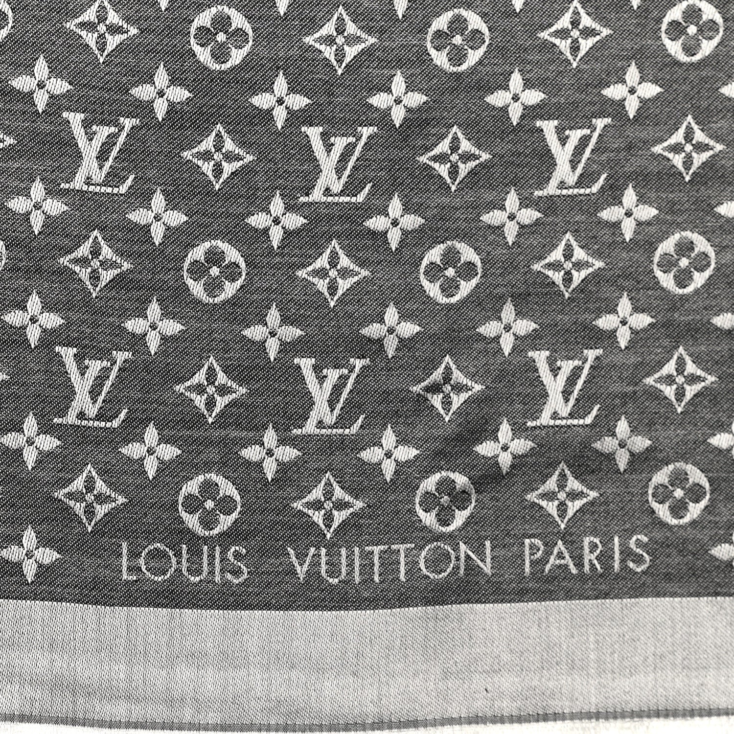 Louis Vuitton Silk Wool Monogram Denim Shawl Black 2 of 5