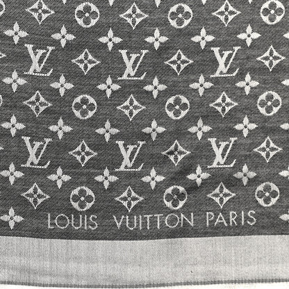 Louis Vuitton Wool Silk Monogram Denim Shawl Black 2 of 5