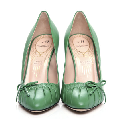 Gucci Nappa Bow High Heel Pumps 35.5 New Shamarock 2 of 11