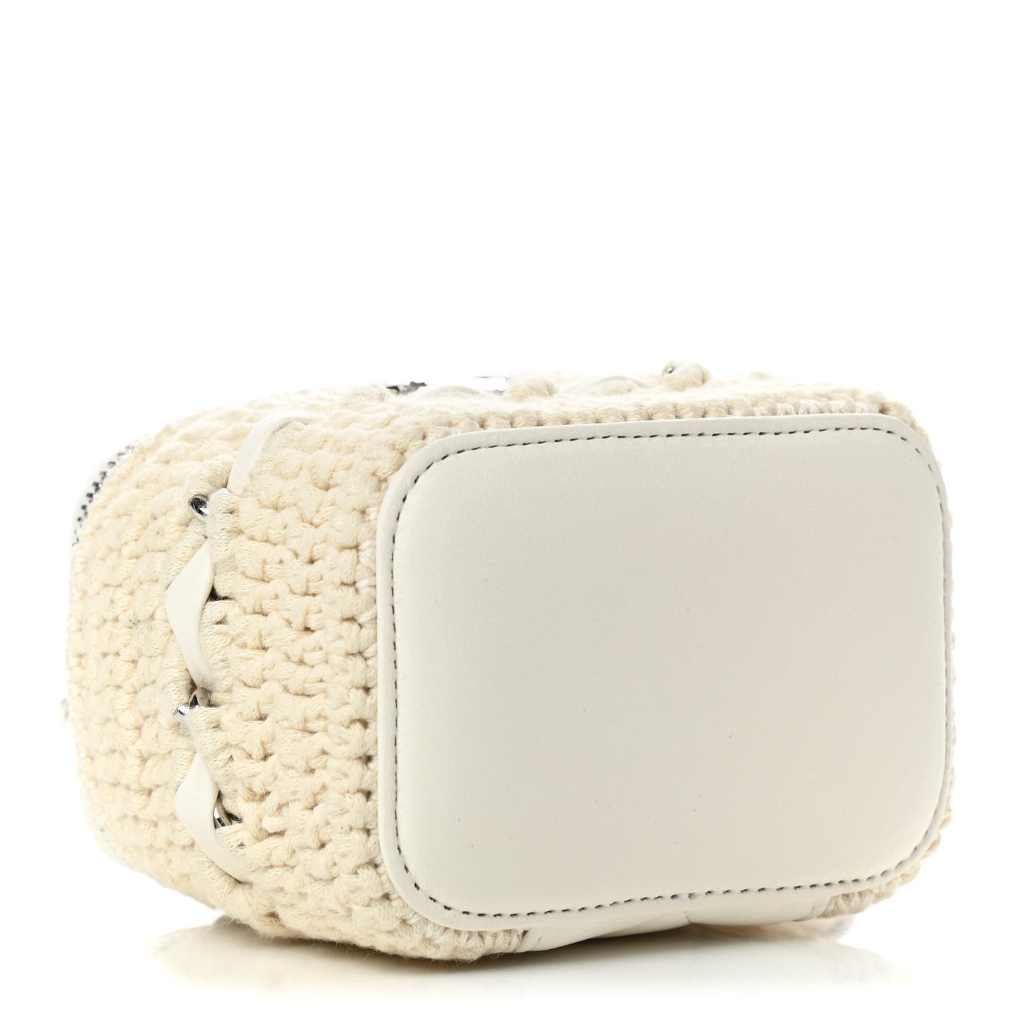 Lambskin Crochet Small Vanity Case With Chain White
