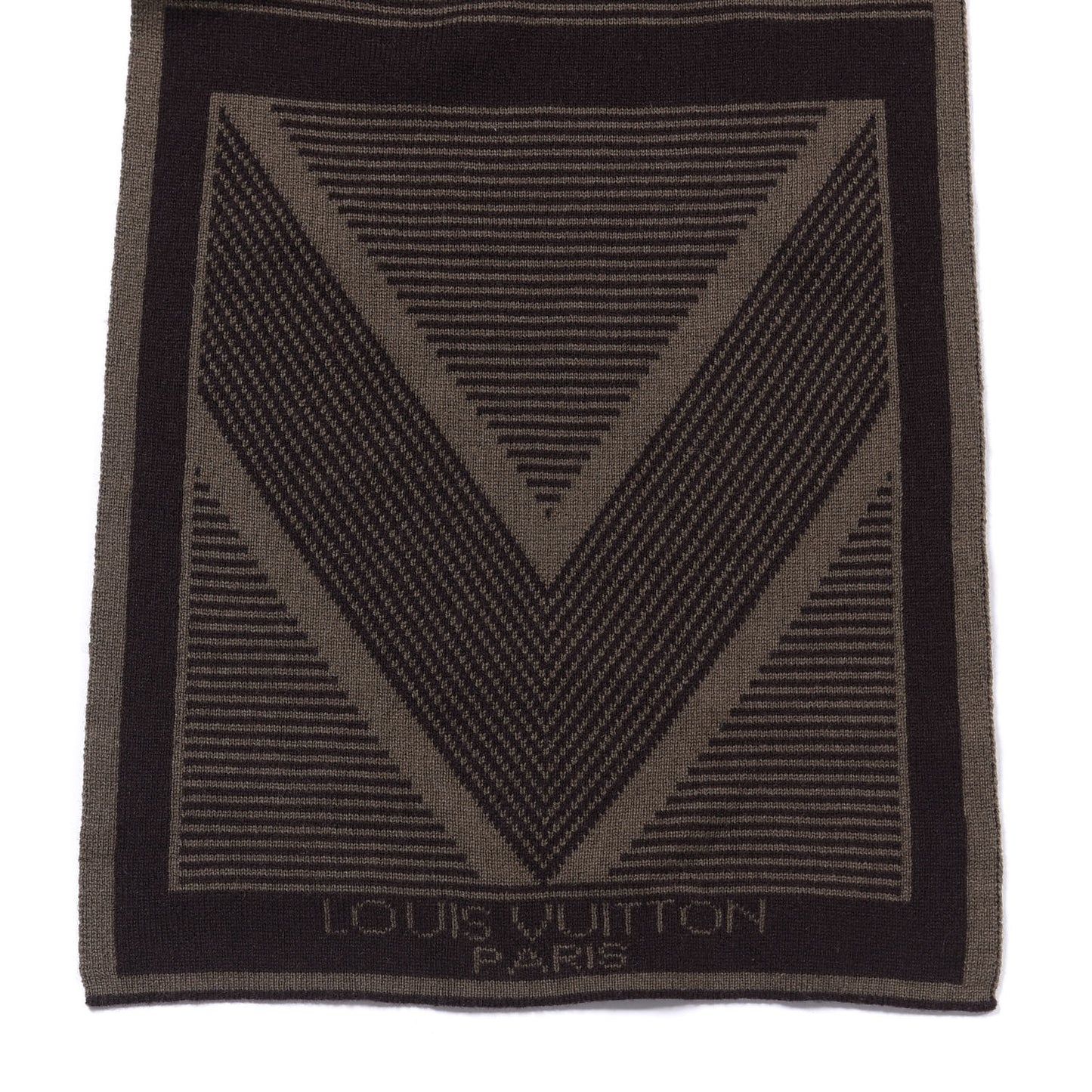 Cashmere Striped V Scarf Brown