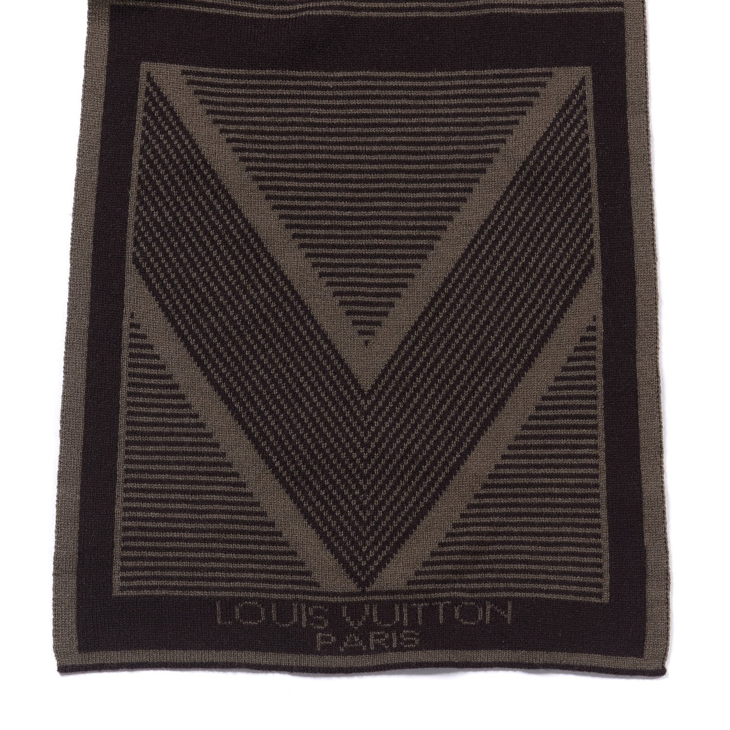 Louis Vuitton Cashmere Striped V Scarf Brown 4 of 4