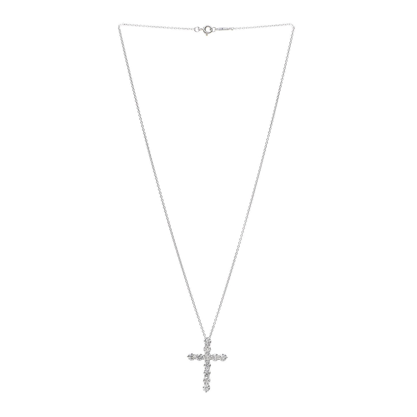 Platinum Diamond Large Cross Pendant Necklace