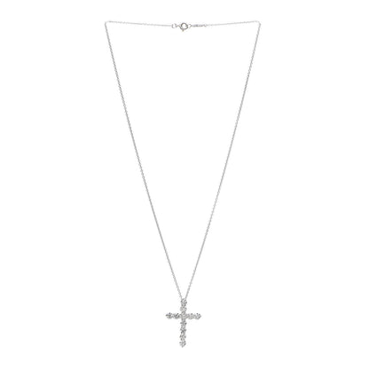 Tiffany Platinum Diamond Large Cross Pendant Necklace 3 of 5