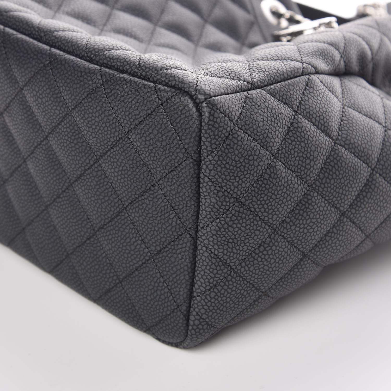 Chanel Grained Calfskin Quilted Small Chain Bucket Bag Grey 9 of 10
