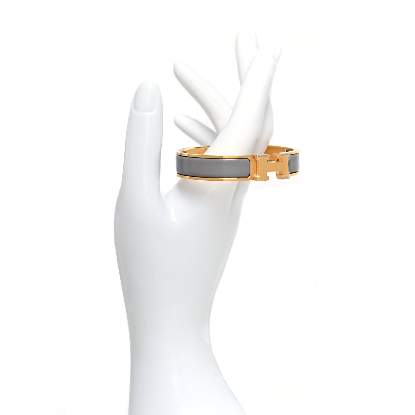 Enamel Narrow Clic Clac H Bracelet PM Gris Macadam