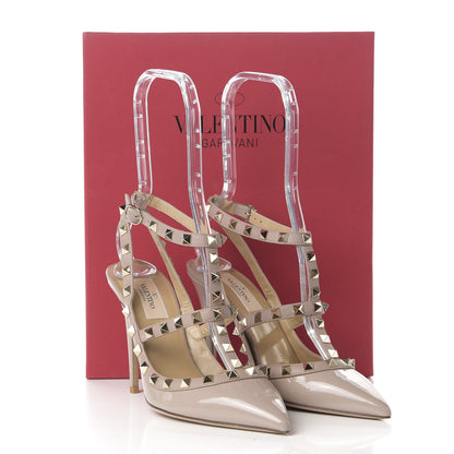Valentino Garavani Patent Nappa Rockstud Ankle Strap 100mm Pumps 38 Poudre 9 of 9