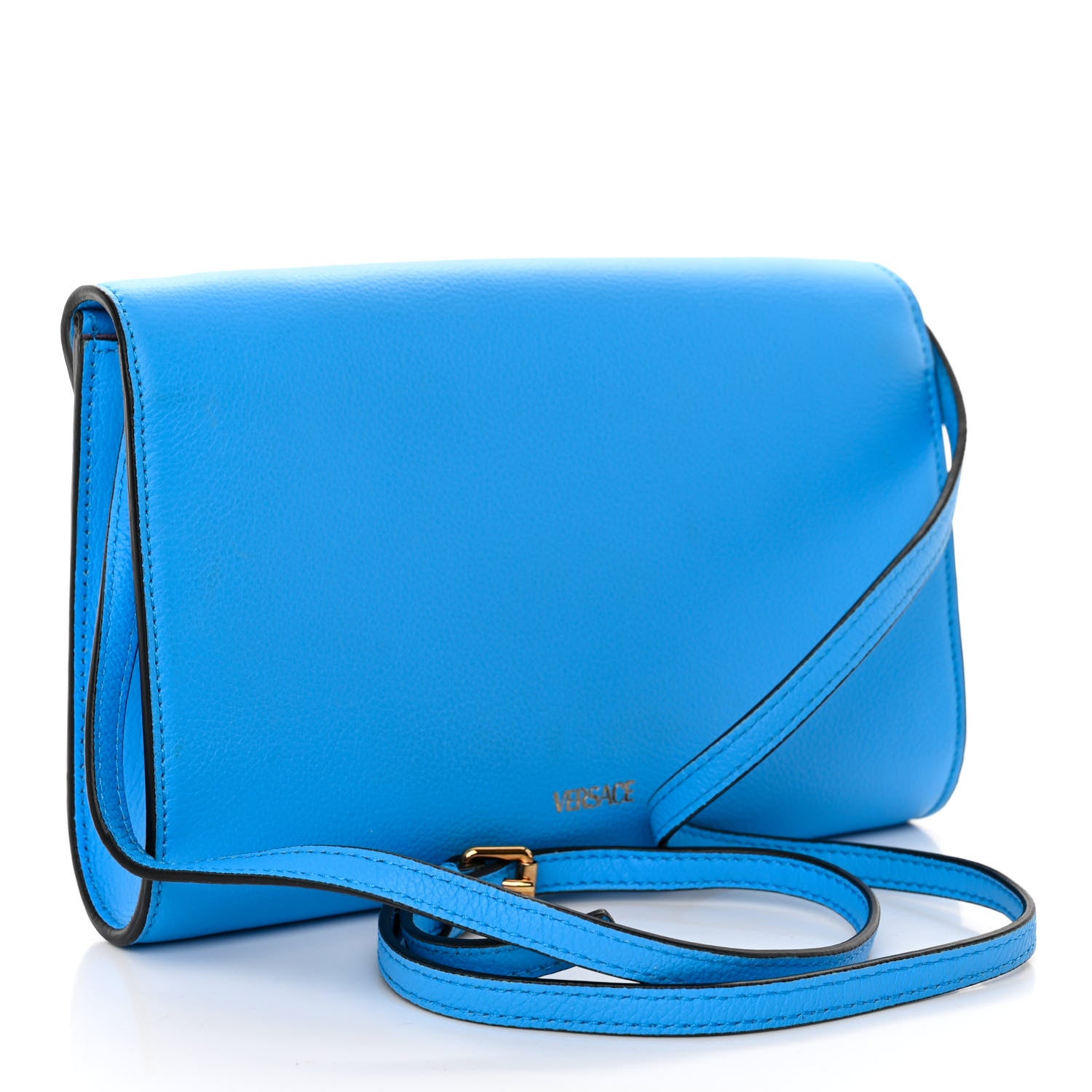 Versace Grained Calfskin La Medusa Crossbody Bag DV Blue 3 of 9