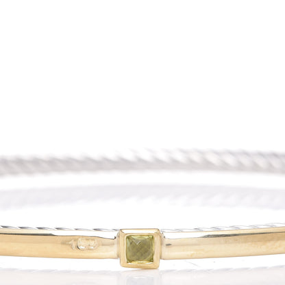 David Yurman Sterling Silver 18K Yellow Gold Peridot Confetti Bangle 5 of 5