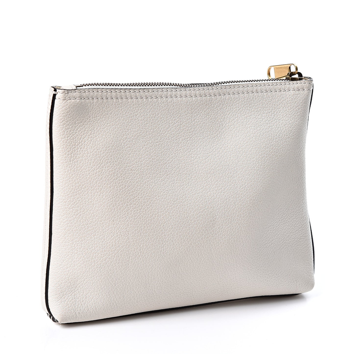 Pebbled Calfskin Medium Logo Portfolio Clutch White