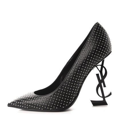 Saint Laurent Calfskin Studded Opyum 100 Pumps 35 Black 1 of 10