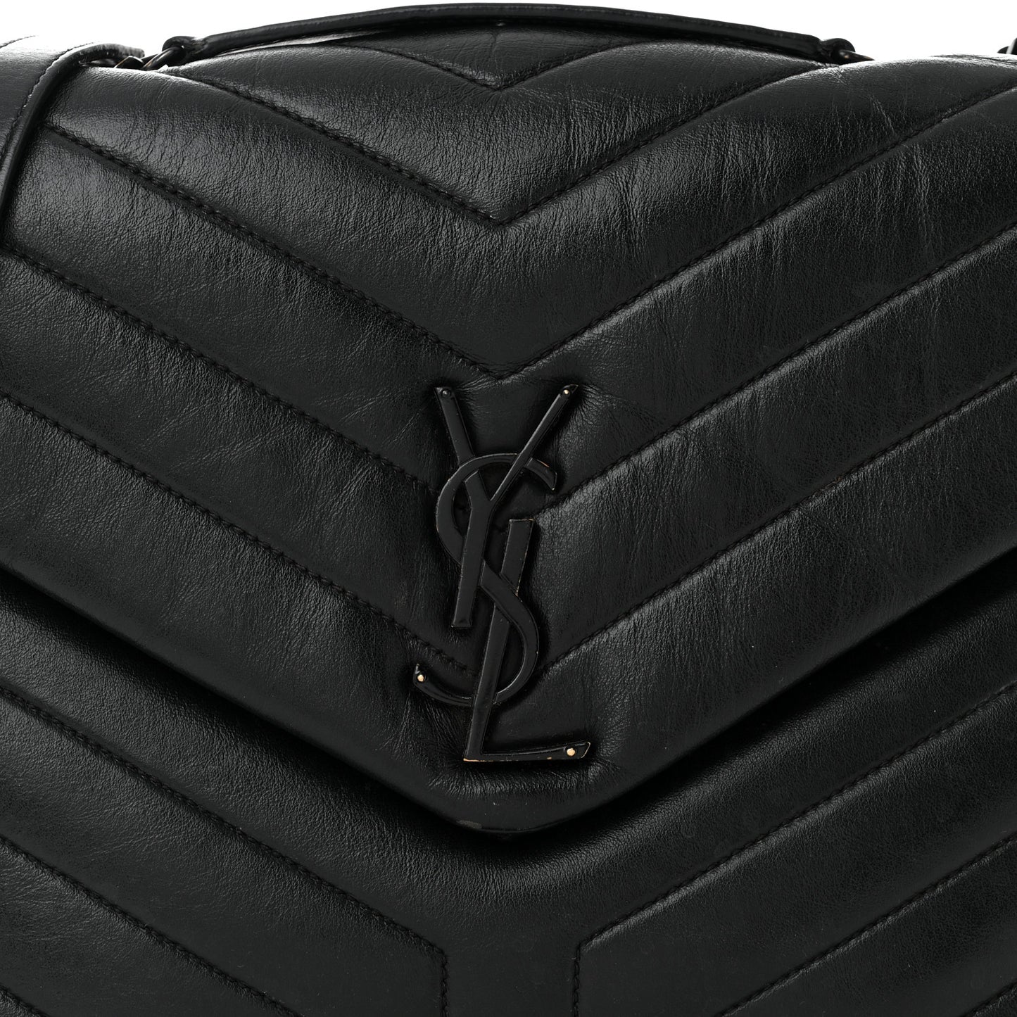 Calfskin Y Quilted Monogram Monochrome Medium Loulou Chain Satchel Black