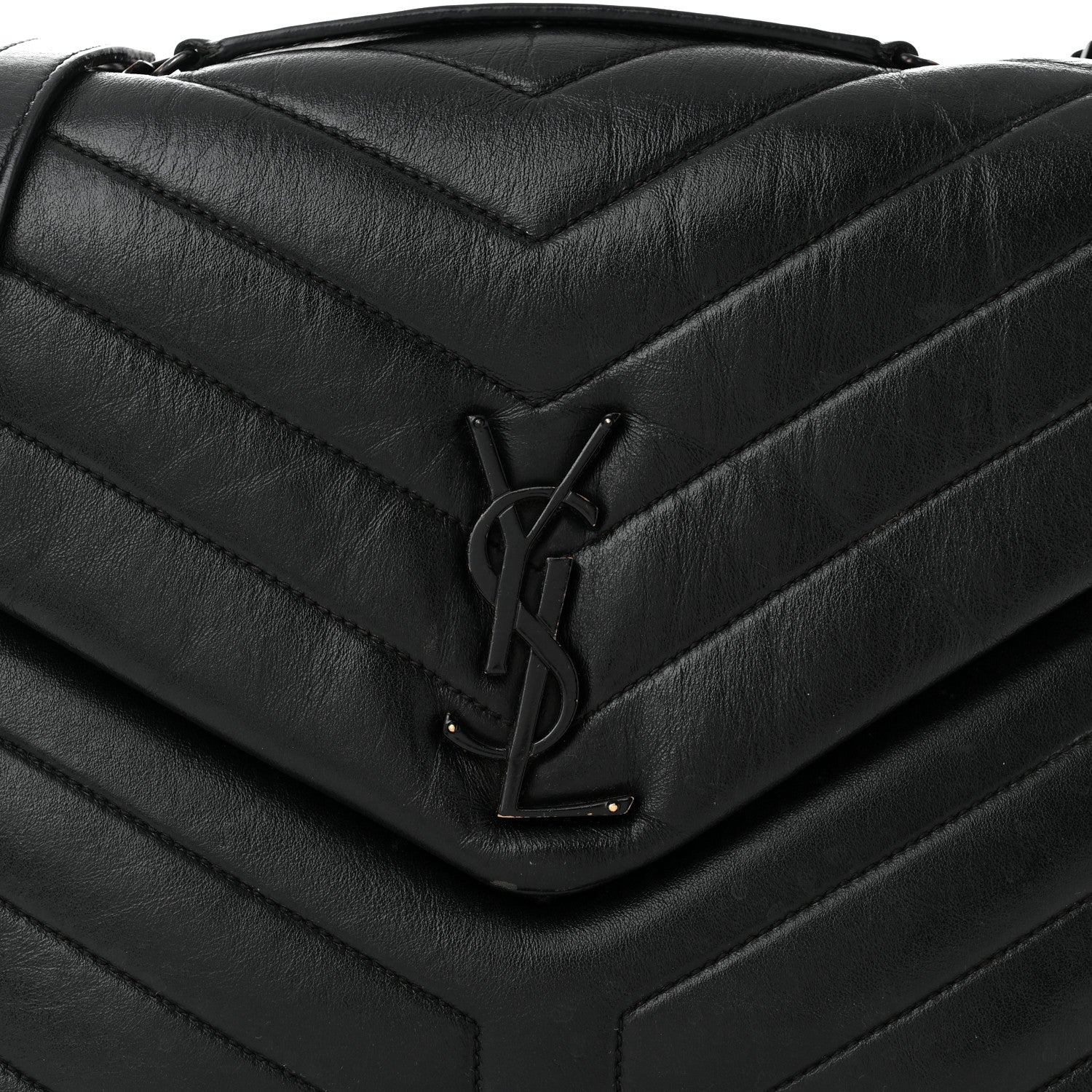 Saint Laurent Calfskin Y Quilted Monogram Monochrome Medium Loulou Chain Satchel Black 8 of 14