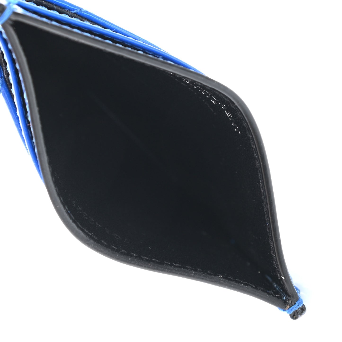 Patent Grain De Poudre Matelasse Monogram Credit Card Case Blue Majorelle