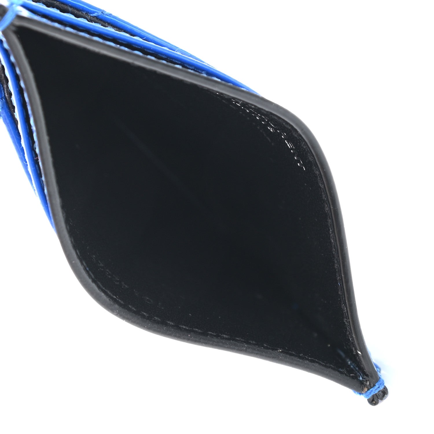 Saint Laurent Patent Grain De Poudre Matelasse Monogram Credit Card Case Blue Majorelle 5 of 7